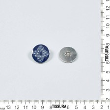 Пуговица металлическая круглая на ножке. Декор "Узел Соломона", стразы Swarovski, эмалевое покрытие. Цвет серебро/синий в наличии