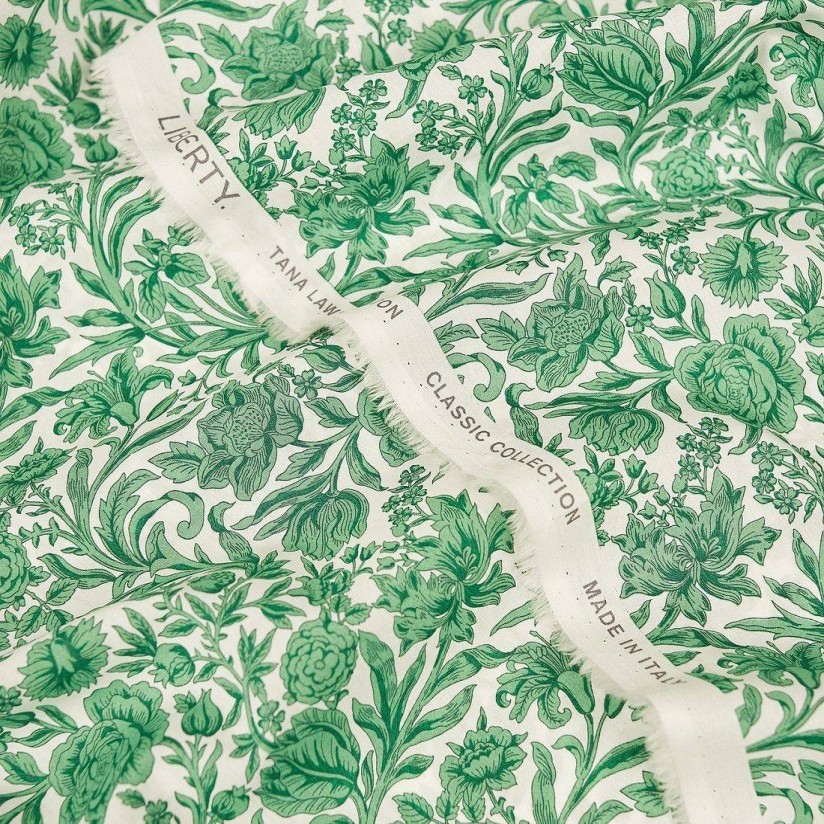 Хлопок Tana Lawn™ от «Liberty». Принт «Sambourn» (Самборн). Цвет белый/зеленый в наличии