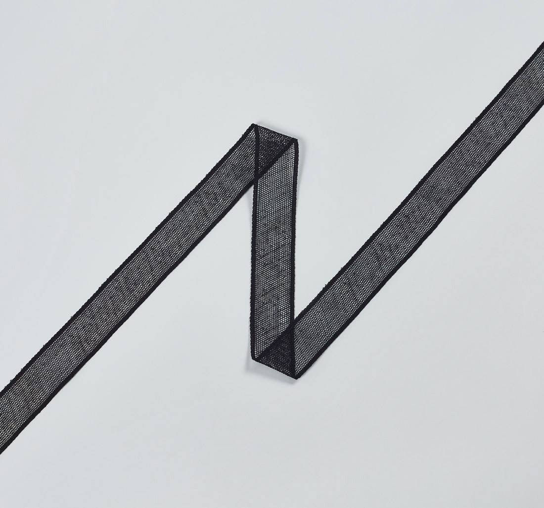 Тесьма кружевная из хлопка. Мелкая сетка бобинет. Цвет черный в наличии