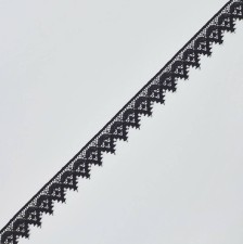 Тесьма кружевная из хлопка. Зубчатый край. Цвет черный в наличии