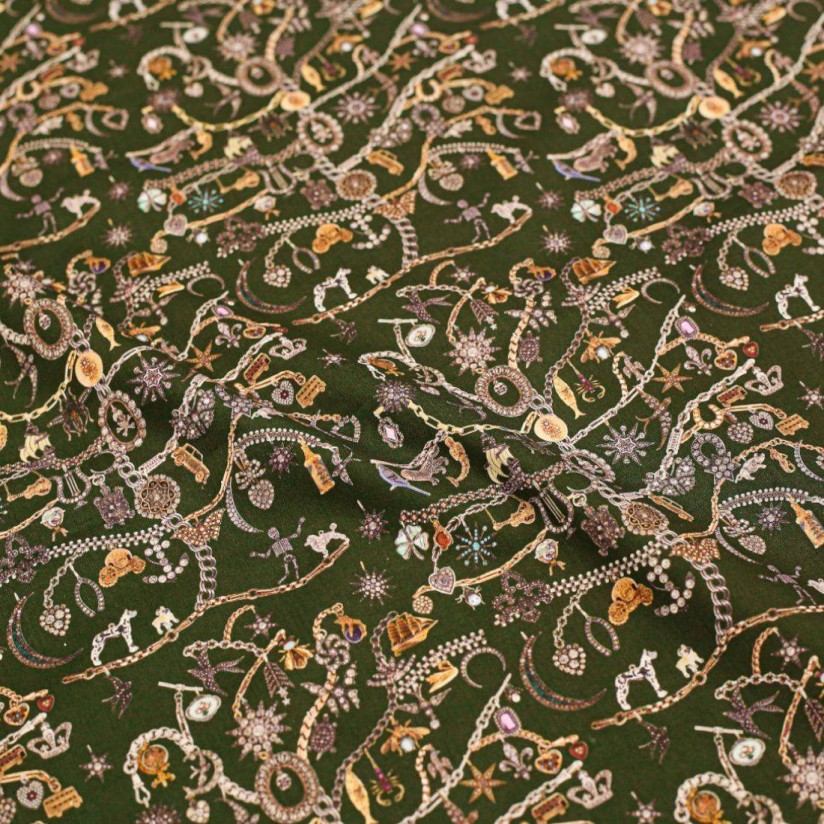 Хлопок Tana Lawn™ от Liberty. Принт «Timeless Heirloom» (Вечная семейная реликвия). Цвет темно-зеленый/коричневый/бежевый в наличии