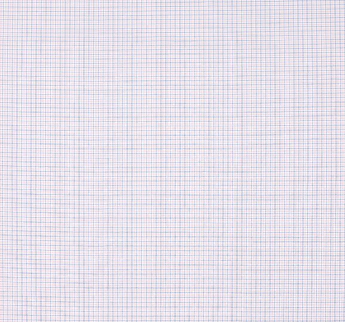 Сорочечная ткань из 100% хлопка в розово-голубую клеточку на белом из коллекции "Зефир" от Thomas Mason в наличии