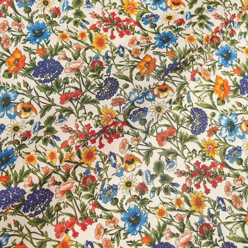Хлопок Tana Lawn™ от «Liberty». Принт «Rachel» (Рэйчел). Цвет молочный/синий/зеленый/желтый/красный в наличии