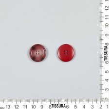 Пуговица пластмассовая на 4 прокола. Имитация натурального рога буйвола. Цвет красный в наличии