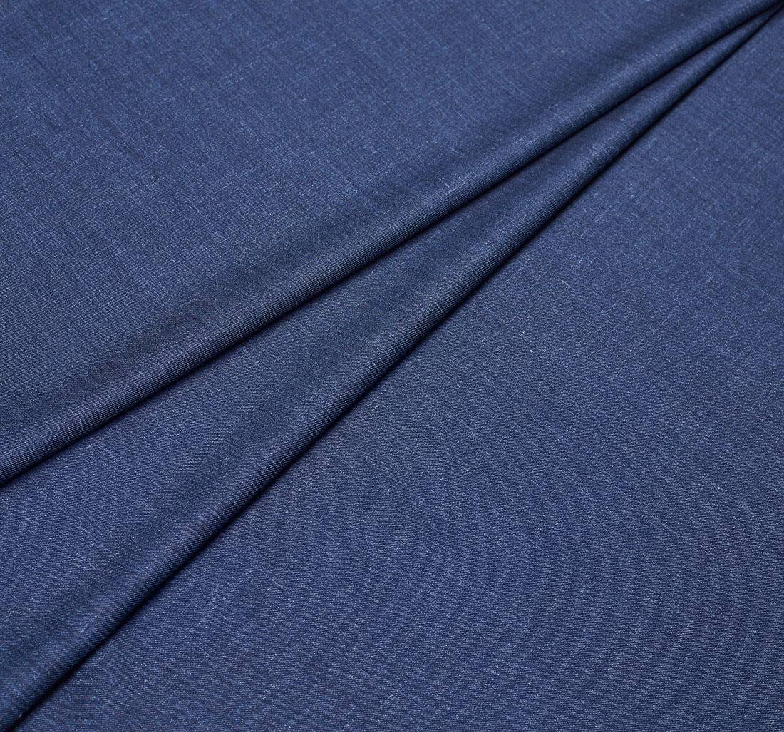 Шерсть-стрейч из мериносовой шерсти с добавлением шелка и льна. Цвет синий с эффектом "делаве" в наличии
