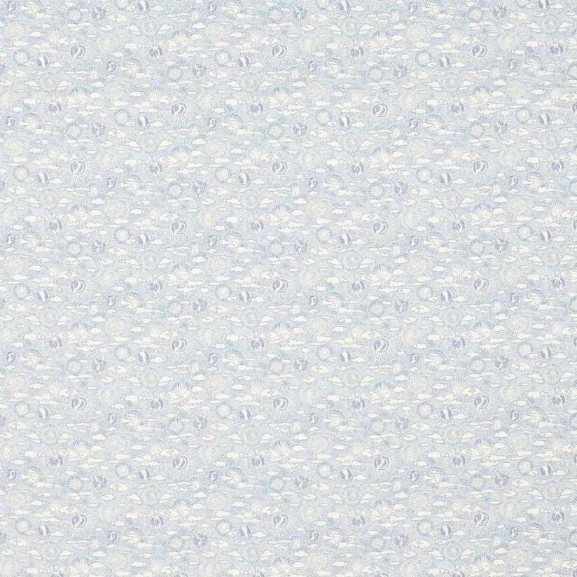 Ткань из смеси льна и хлопка. Принт «Sunbeam canvas» (Картина с солнечными лучами) выполнен в бело-голубых тонах в наличии