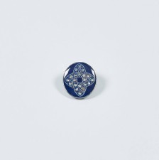 Пуговица металлическая круглая на ножке. Декор "Узел Соломона", стразы Swarovski, эмалевое покрытие. Цвет серебро/синий в наличии