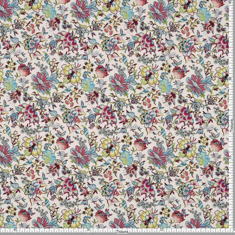 Хлопок Tana Lawn от Liberty. Принт «Christelle» (Кристель). Цвет бирюзовый/бордовый/белый в наличии