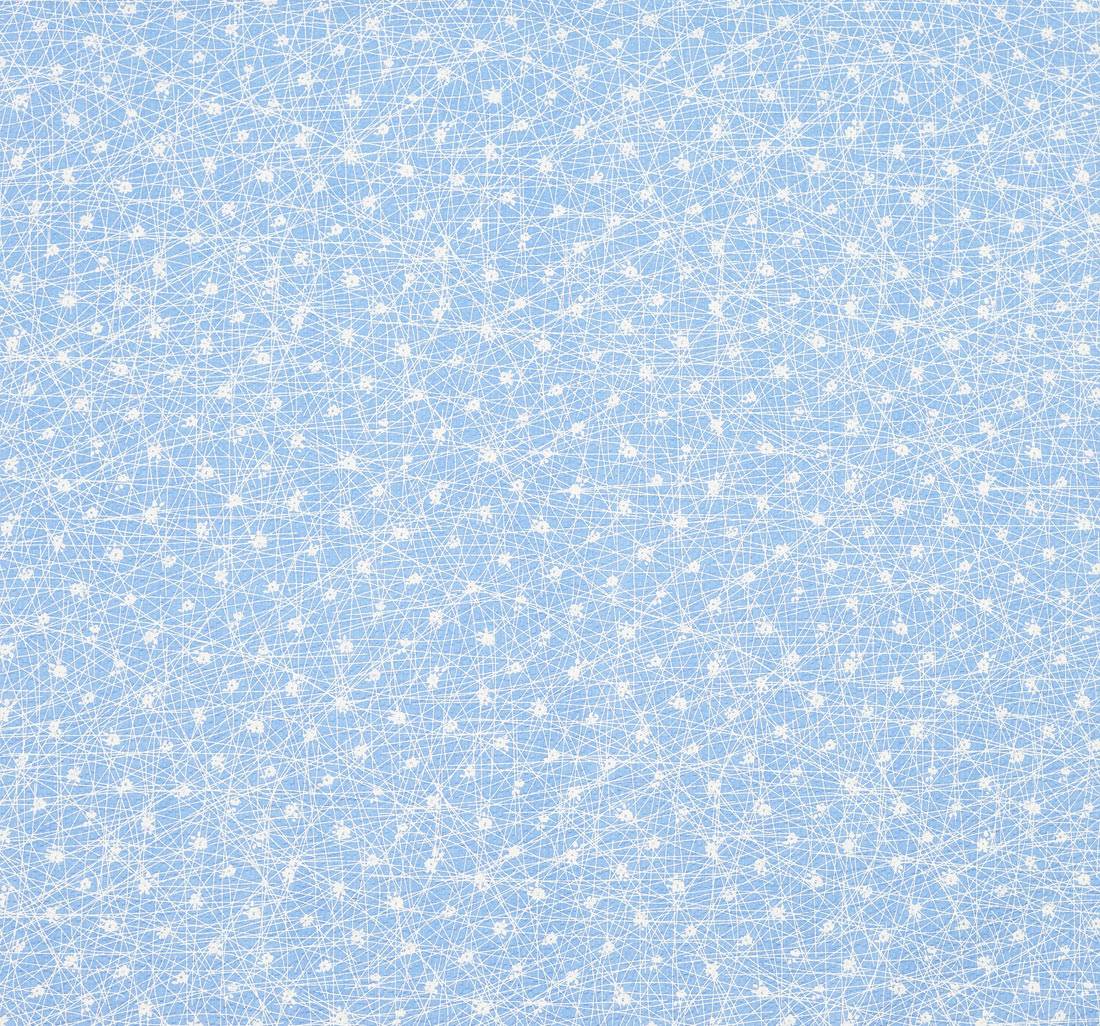 Хлопок-клоке с белым абстрактным рисунком на голубом фоне, эффект "делаве" в наличии