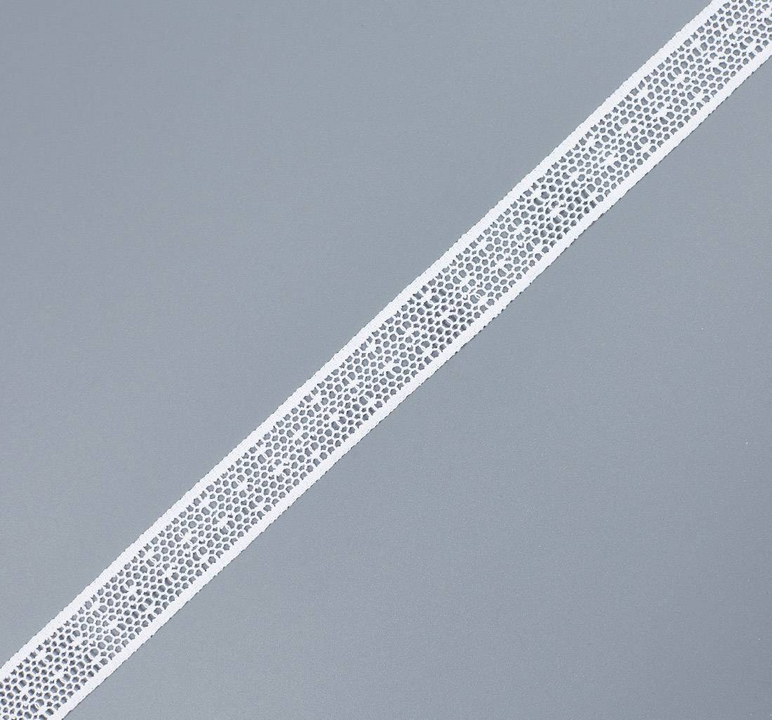 Тесьма кружевная из хлопка. Сетка бобинет в горошек "point d'esprit" (пуа д'эспри́). Цвет белый в наличии