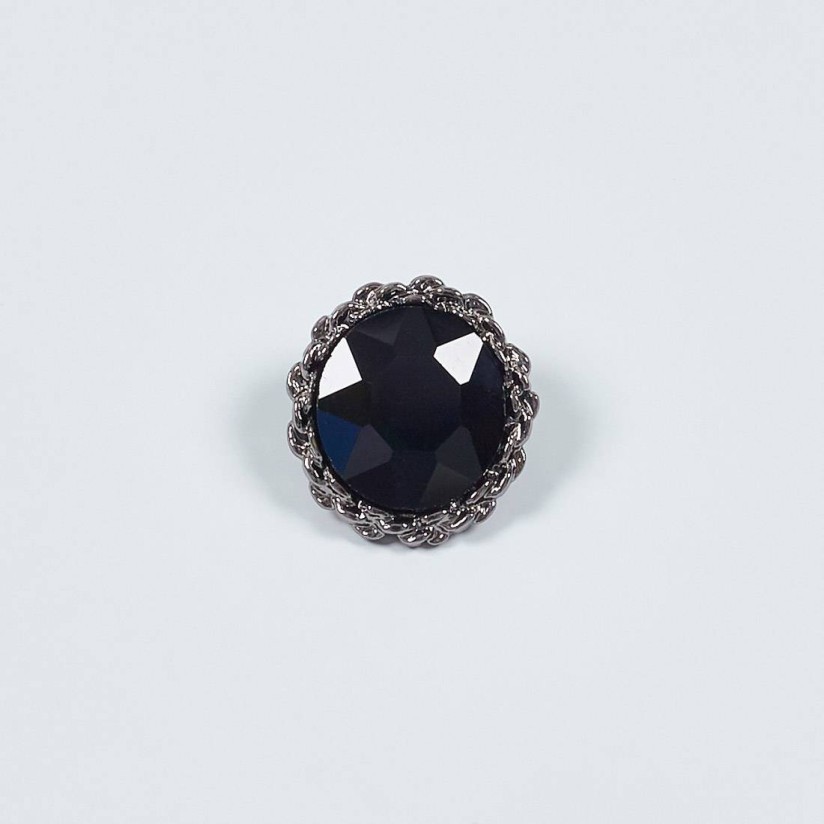 Пуговица из темного металла на ножке с крупным черным кристаллом Swarovski в наличии
