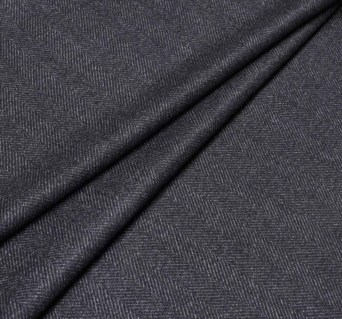 Ткань пальтовая двухслойная, двусторонняя от Loro Piana из коллекции "Zelander". Серо-черная ёлочка в наличии