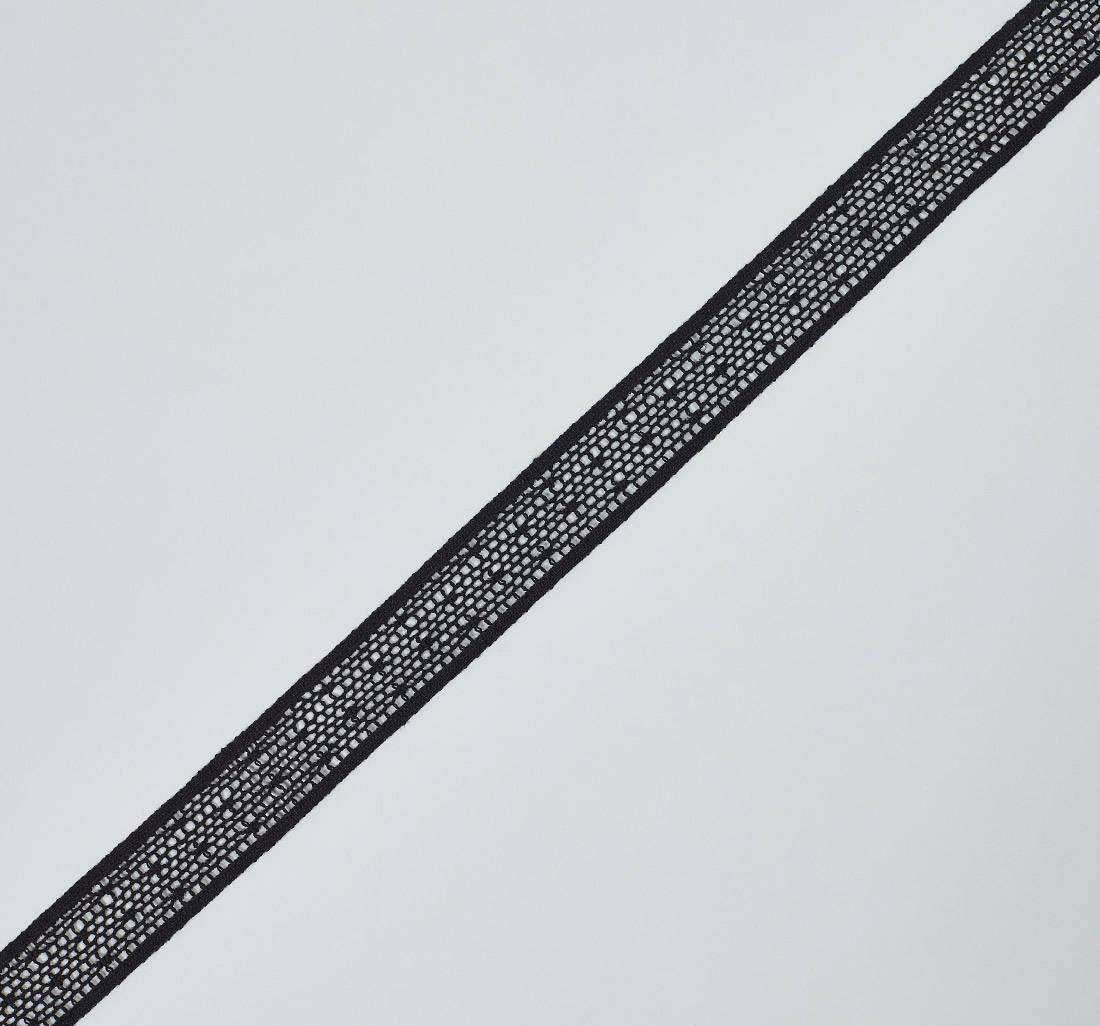 Тесьма кружевная из хлопка. Сетка бобинет в горошек "point d'esprit" (пуа д'эспри́). Цвет черный в наличии