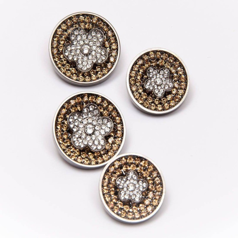 Пуговица на ножке из металла со стразами Swarovski серебристого и золотистого оттенков в наличии