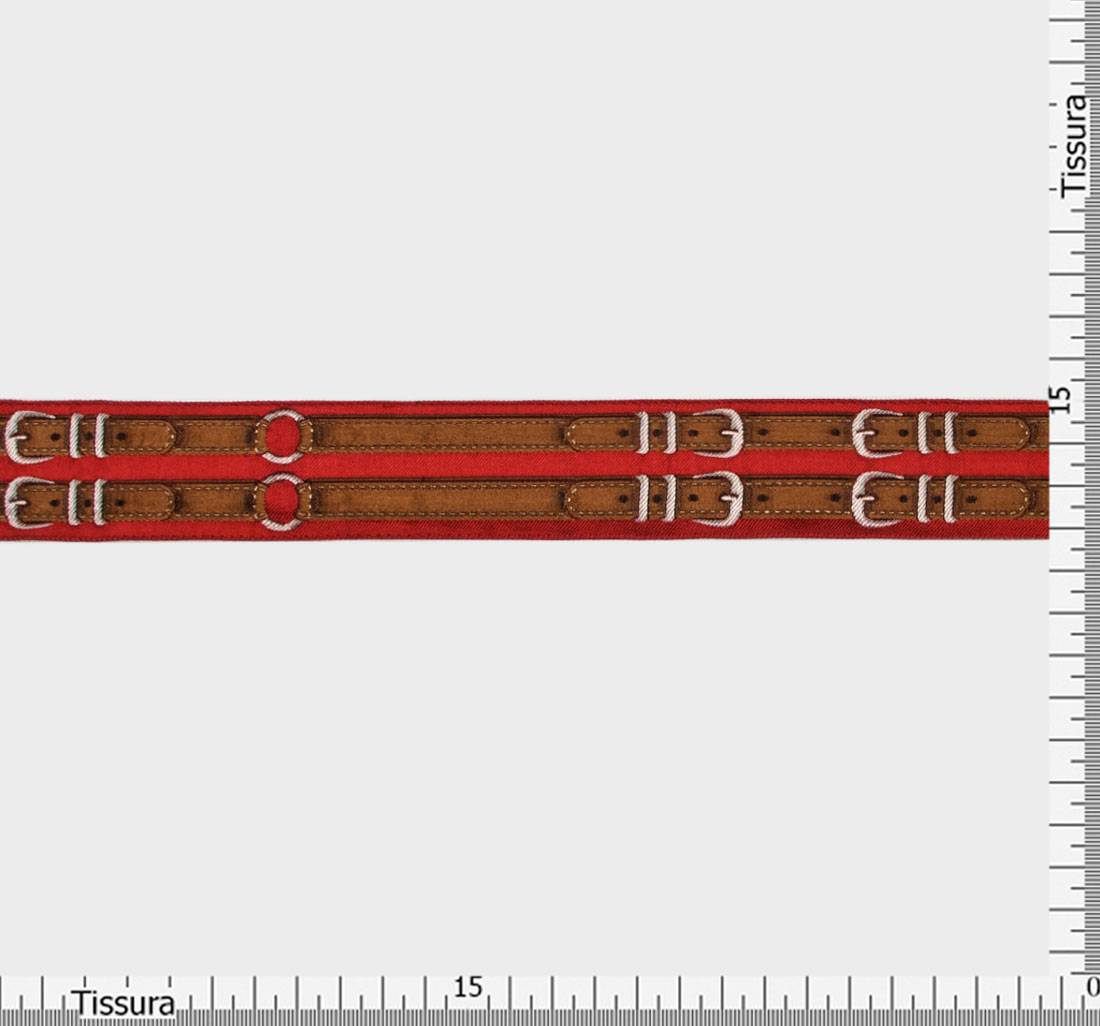 Тесьма шелковая с изображением ремешков в наличии