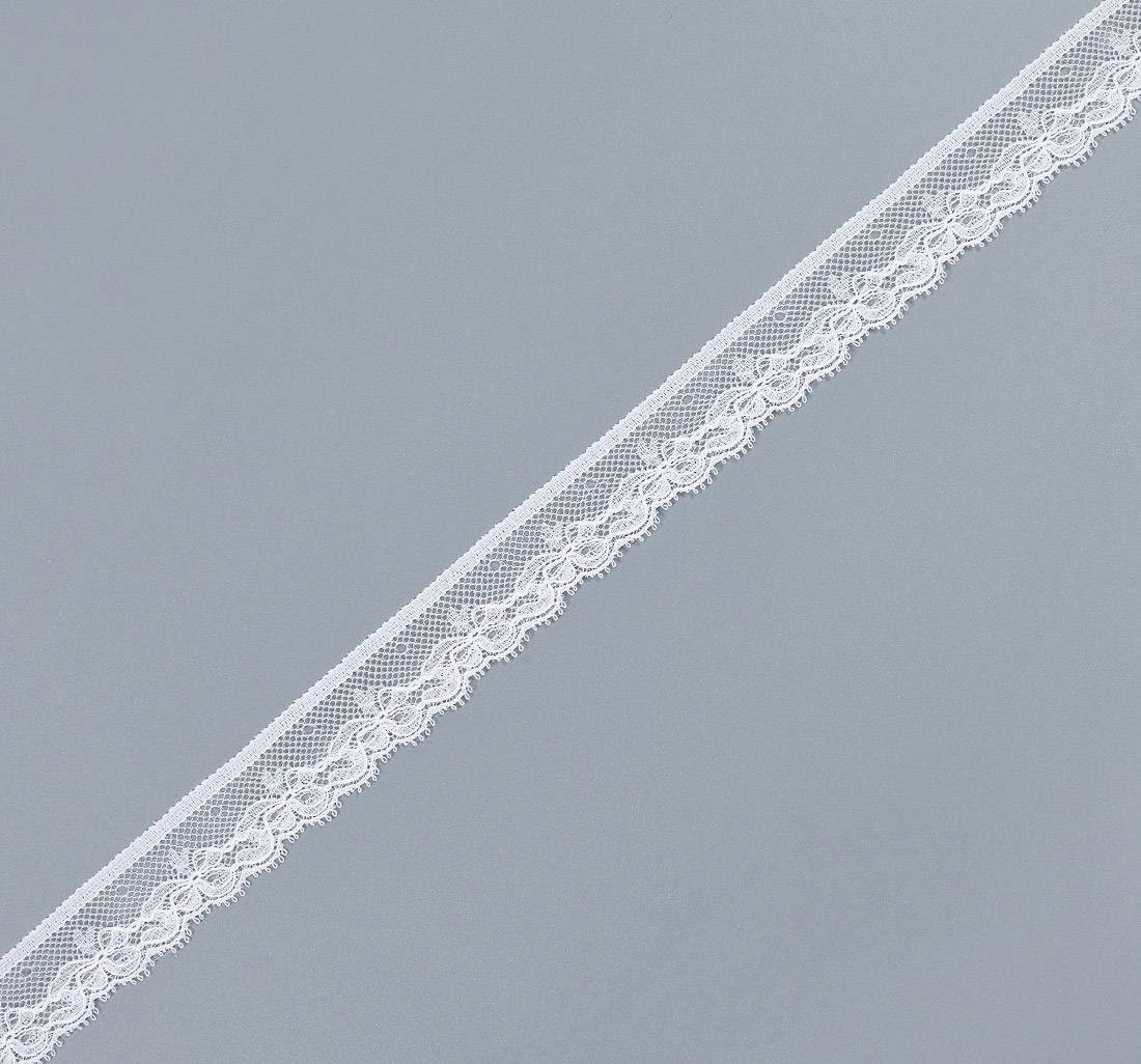 Тесьма эластичная кружевная "шантильи". Цвет белый в наличии