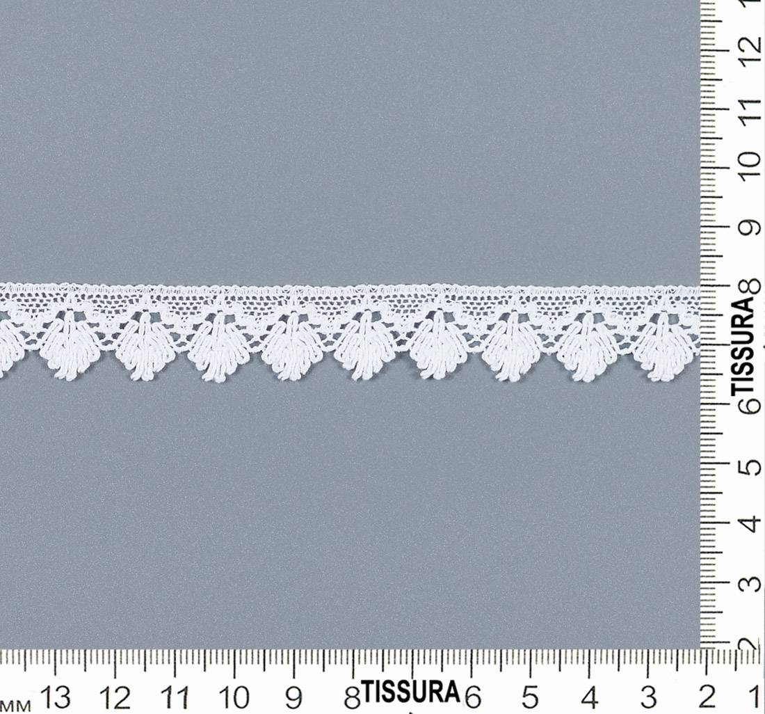 Тесьма кружевная из хлопка. Мелкие фестоны. Цвет белый. в наличии